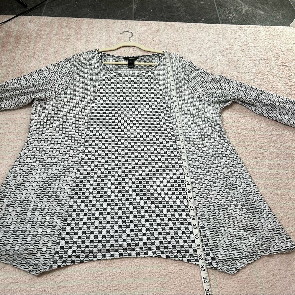 Ali Miles Geometric Tunic Stretch Jersey 3/4 Sleeves SZ 2X Black‎ Off White Gray - Picture 9 of 11